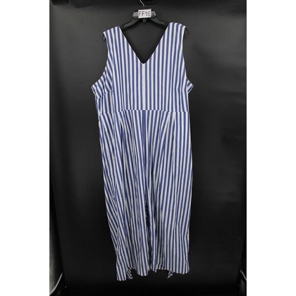 J CREW BLUE/WHITE STRIPED CAPRI ROMPER PLUS SIZE 24 V-NECK SLEEVELESS - Picture 7 of 10